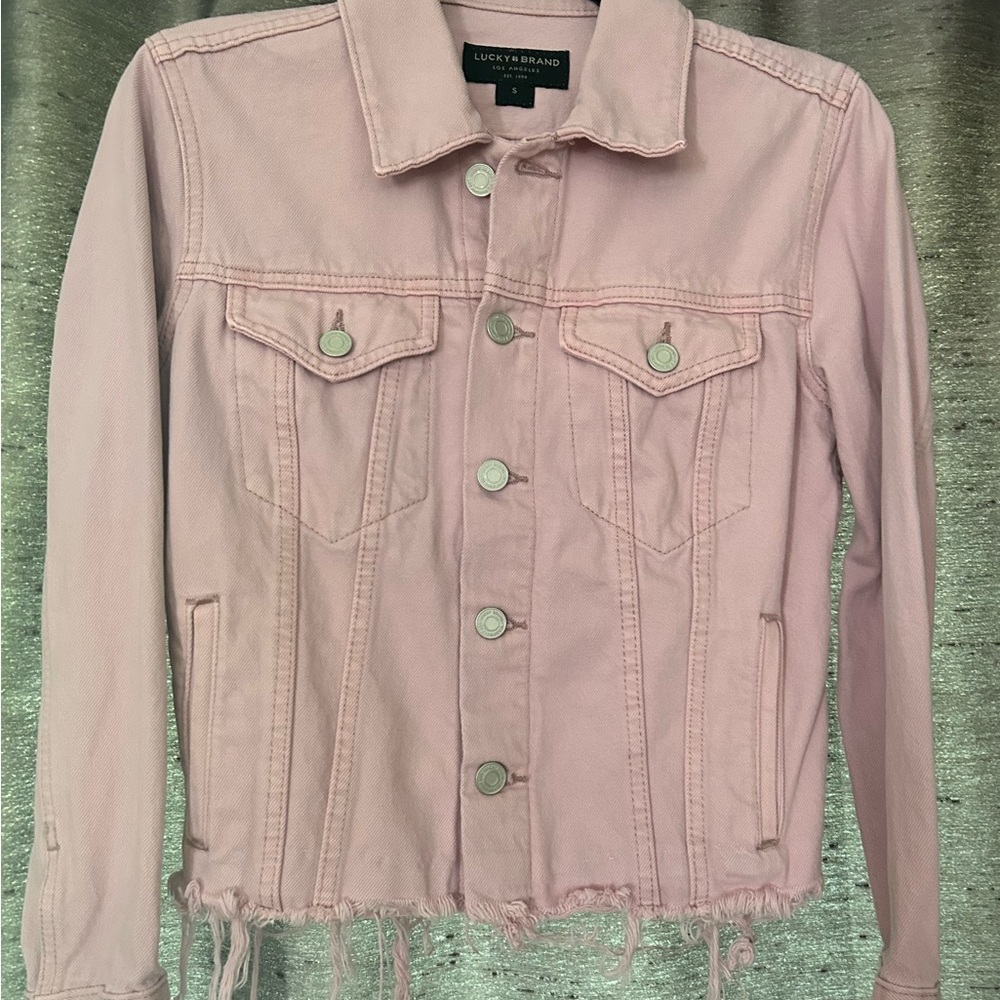 Lucky Brand tomboy, pink trucker jacket denim size small